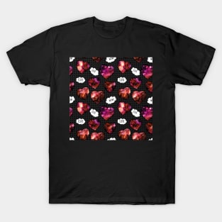 Seamless Pattern of Watercolor Galaxy and Hearts T-Shirt